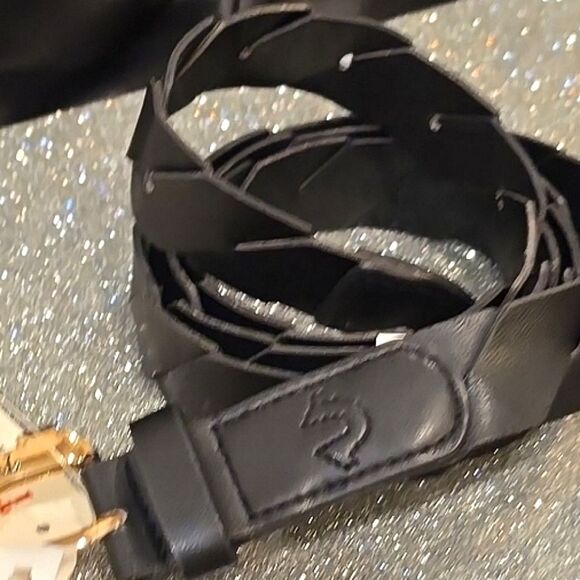 True Religion Braided Horseshoe Logo Buckle Belt